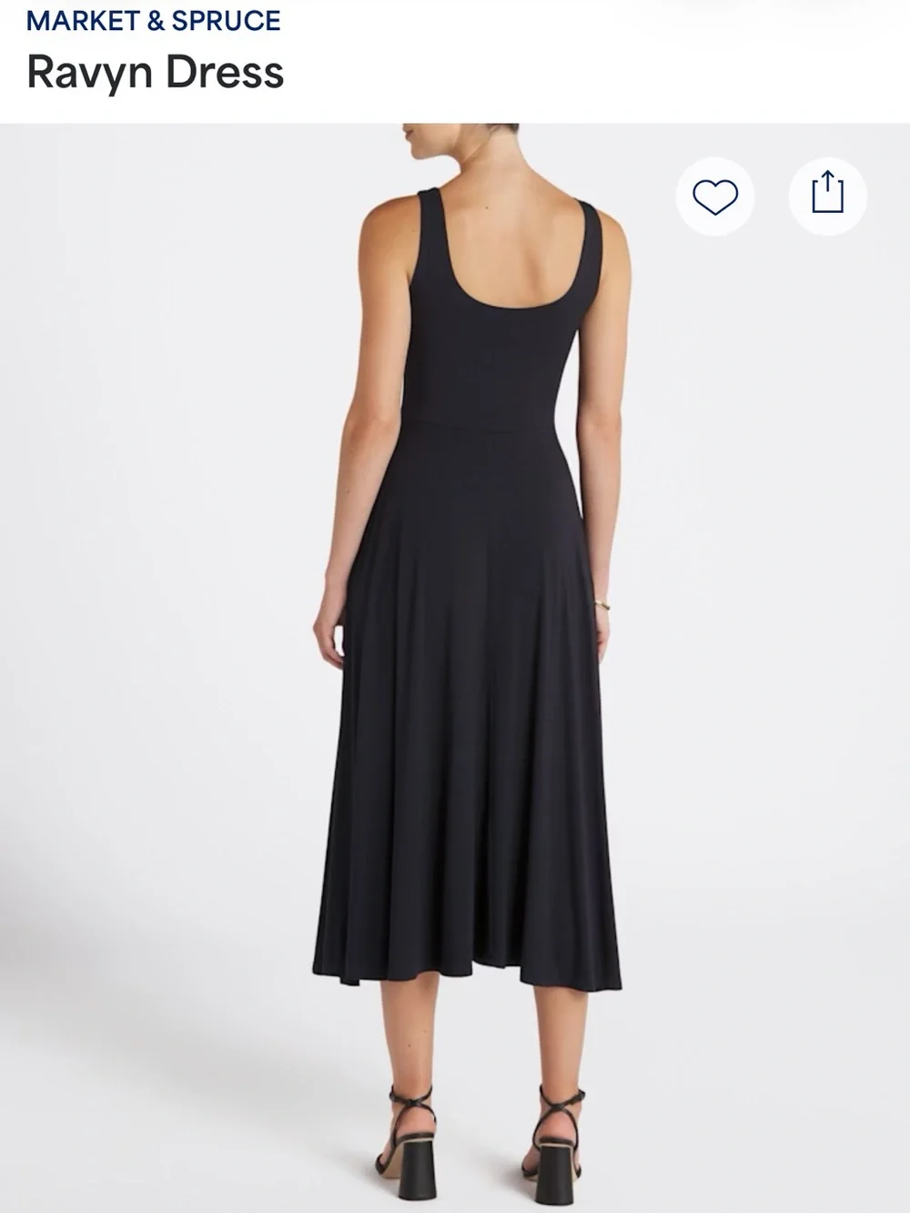 Market & Spruce Ravyn Sleeveless Black Midi Dress
